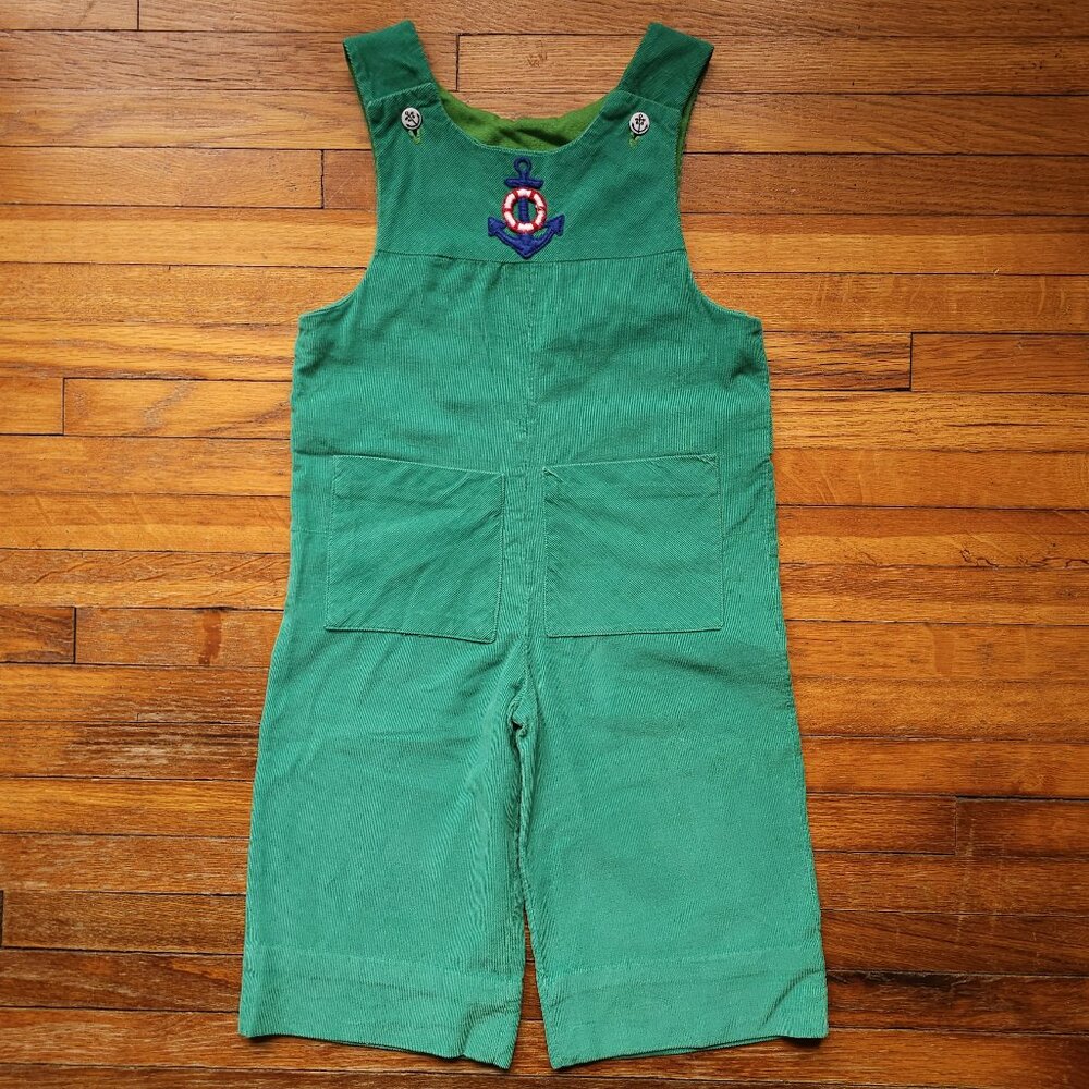 Handmade Light Green Corduroy Nautical Romper